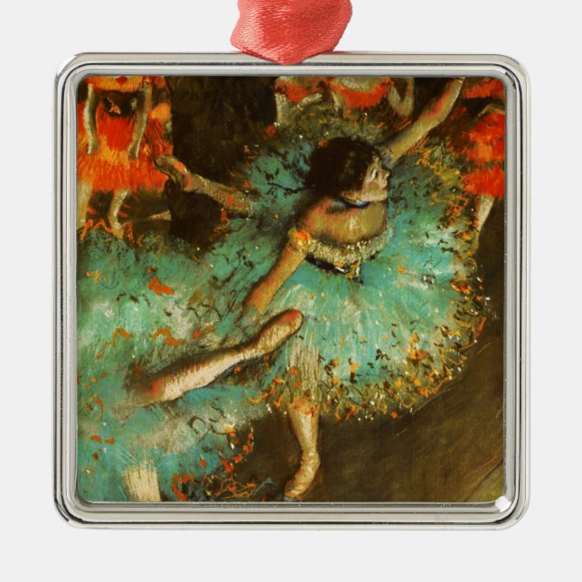 Ballerina Dance Green Dancer Edger Degas Painting Metal Ornament (Front)