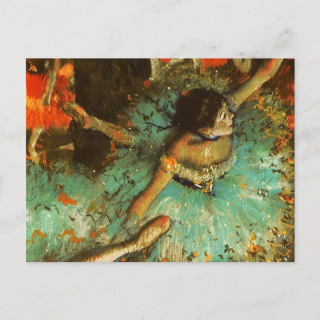 Ballerina Dance Green Dancer Edger Degas Painting Postcard (Front)
