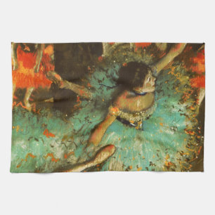 Ballerina Dance Green Dancer Edger Degas Painting Tea Towel