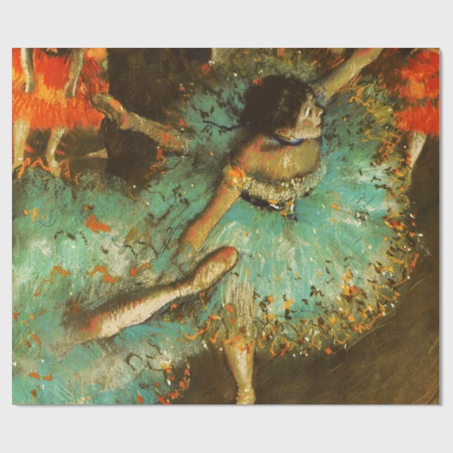 Ballerina Dance Green Dancer Edger Degas Painting Wrapping Paper (Flat)