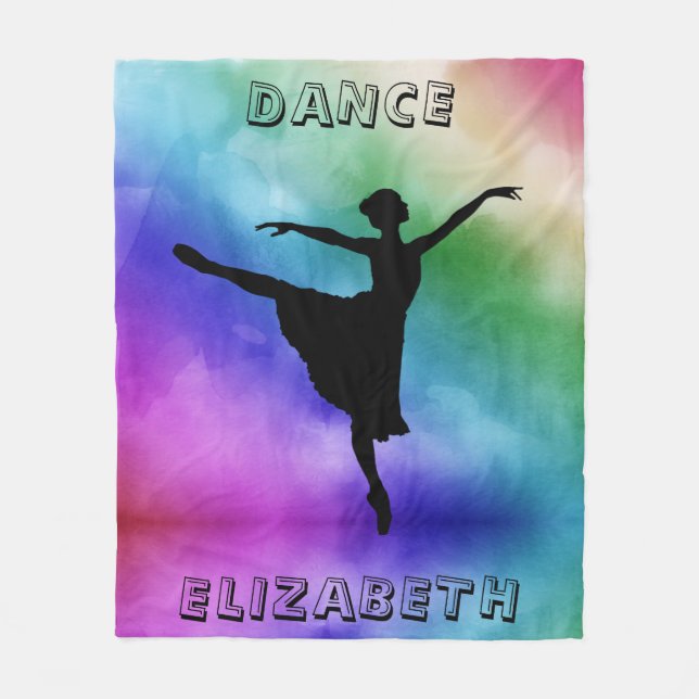 Ballerina Dance Pastel Watercolor Fleece Blanket (Front)
