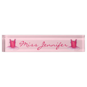 Ballerina Dance Pink Ballet Tutu Costume Teacher Nameplate