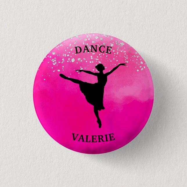 Ballerina Dance Pink Ombre Sparkle    3 Cm Round Badge (Front)