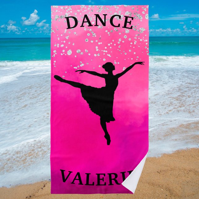 Ballerina Dance Pink Ombre Sparkle  Beach Towel (Creator Uploaded)
