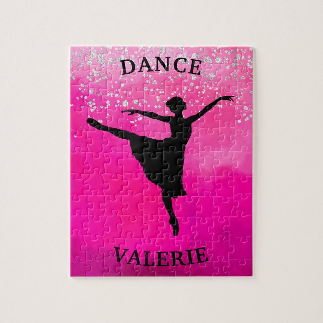 Ballerina Dance Pink Ombre Sparkle   Jigsaw Puzzle (Vertical)