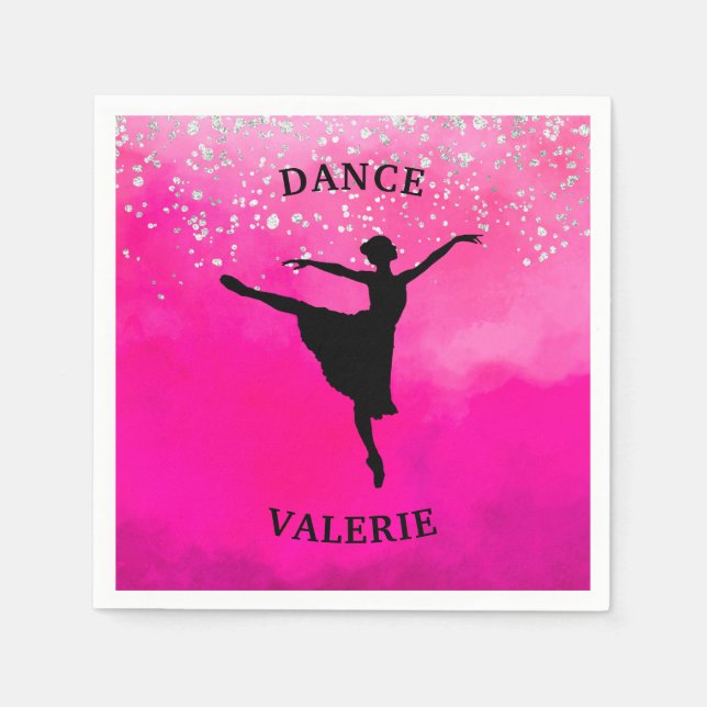 Ballerina Dance Pink Ombre Sparkle     Napkin (Front)