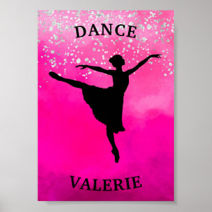 Ballerina Dance Pink Ombre Sparkle    Poster
