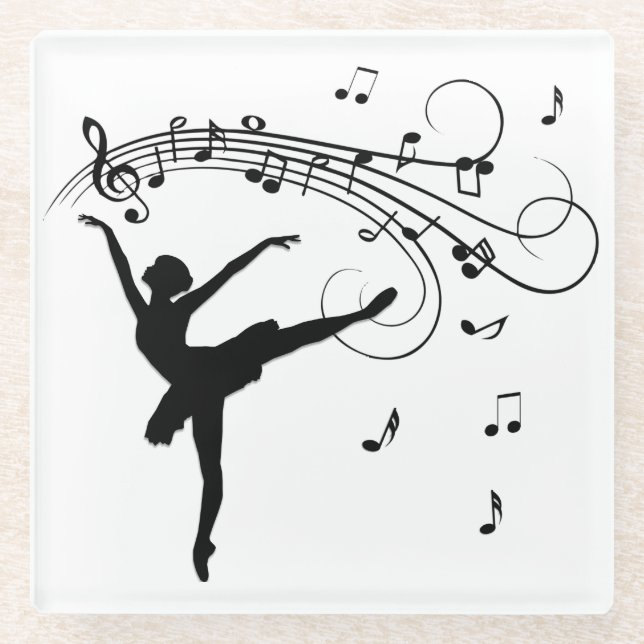 Ballerina Dance with Me Music Note Glass Coaster (Front)