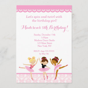Ballerina Dancer Birthday Invitations