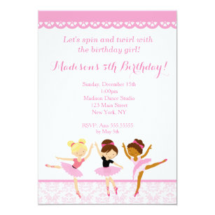 Ballerina Dancer Birthday Invitations