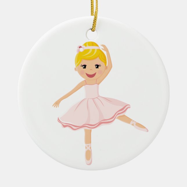 Ballerina dancer blonde ceramic ornament (Front)