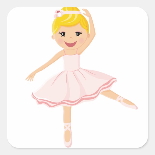 Ballerina dancer blonde square sticker (Front)