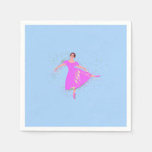 Ballerina Dancer in magenta pink dress Napkin