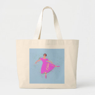 Ballerina Dancer Magenta Pink Dress Large Tote Bag