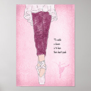 Ballerina Dancer on Pointe in Pink Poster