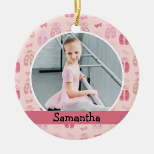 Ballerina Dancer Photo Holiday Monogram Ceramic Ornament
