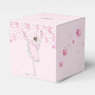 Ballerina dancer pink glitter hearts streamers favour box