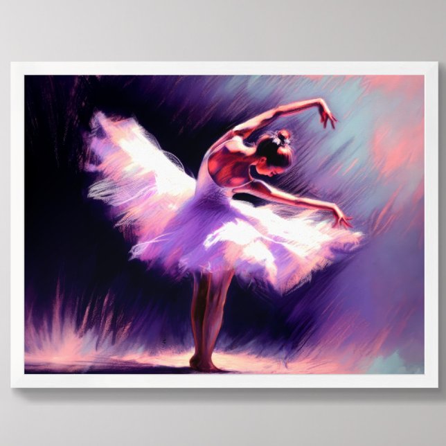 Ballerina Dancer Posing Pastel Drawing Purple Blue Poster (Creator Uploaded)