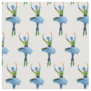 Ballerina Dancer Watercolor Art  Fabric