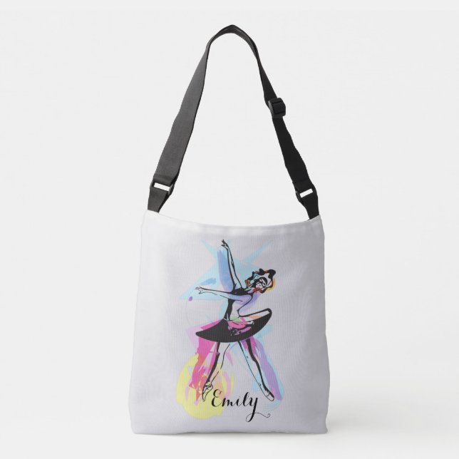 Ballerina Dancer Watercolor Customised Crossbody Bag (Front)