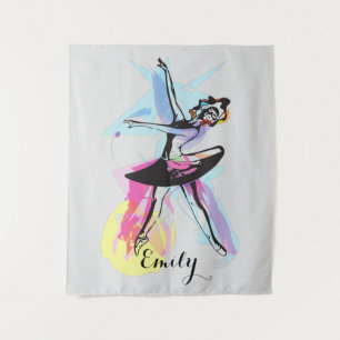 Ballerina Dancer Watercolor Theme Customised Tapestry