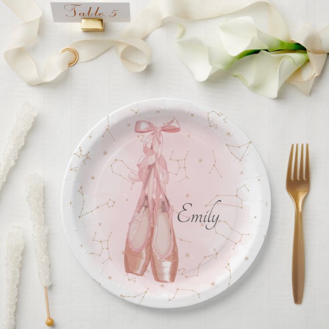 Ballerina Dancer Watercolor Theme Paper Plate (Wedding)