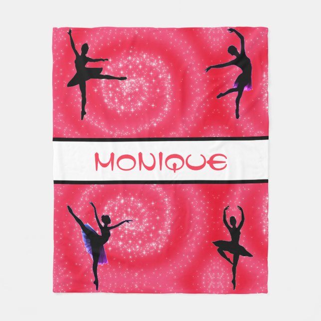Ballerina Dancers Swirl Fleece Blanket (Front)