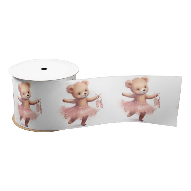 Ballerina Dancing Bear Satin Ribbon (Spool)