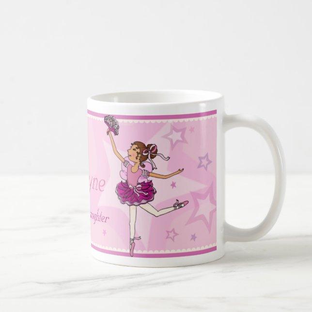 Ballerina dancing daughter pink & auburn girl mug (Right)