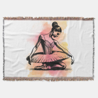 Ballerina Dancing in Color Throw Blanket