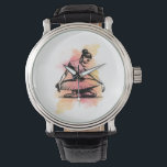 Ballerina Dancing in Color  Watch<br><div class="desc">Design of a ballerina kneeling during her recital. Image created with yellow and pink clouds of color in the background,  blending into the ballerina figure.</div>
