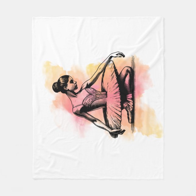 Ballerina Dancing in Colour  Fleece Blanket (Front)