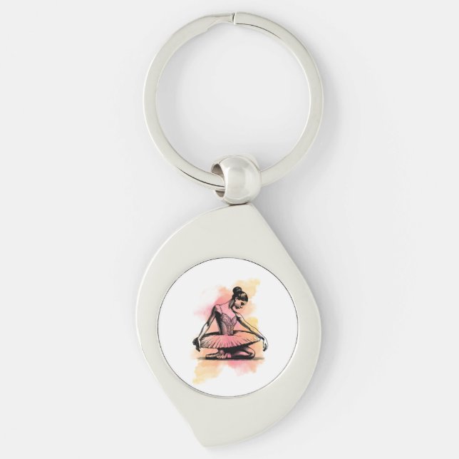 Ballerina Dancing in Colour  Key Ring (Front)