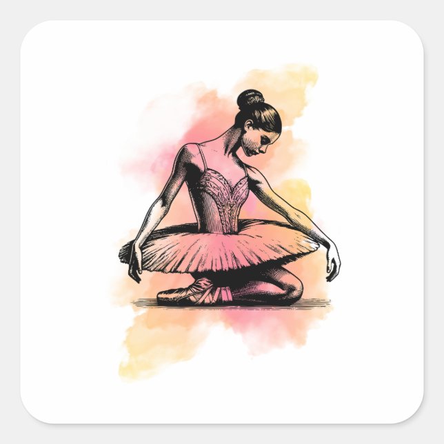 Ballerina Dancing in Colour  Square Sticker (Front)