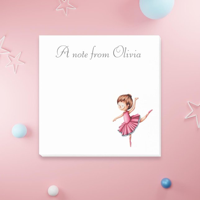 Ballerina Dancing in Pink Dress Personalised Post-it Notes (Creator Uploaded)