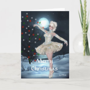 Ballerina Dancing in the Moonlight Christmas Card