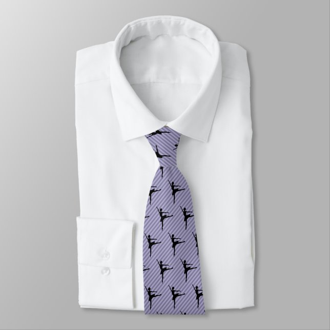 Ballerina Dancing Motif on Striped Tie (Tied)