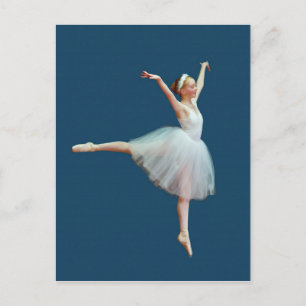 Ballerina Dancing on Blue Postcard