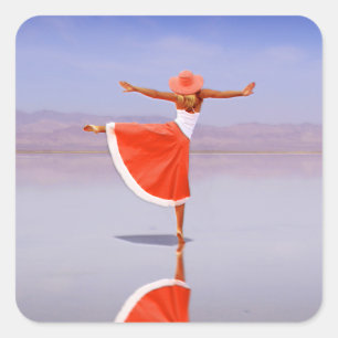 Ballerina Dancing on the Beach Square Sticker