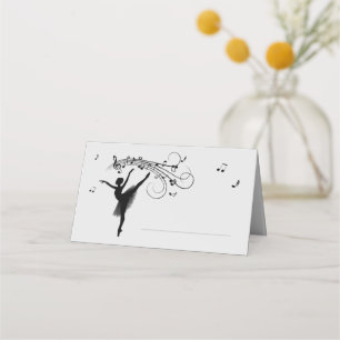 Ballerina Dancing with Music Area Lined for Name Place Card