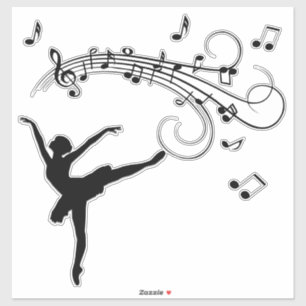 Ballerina Dancing with Music Notes