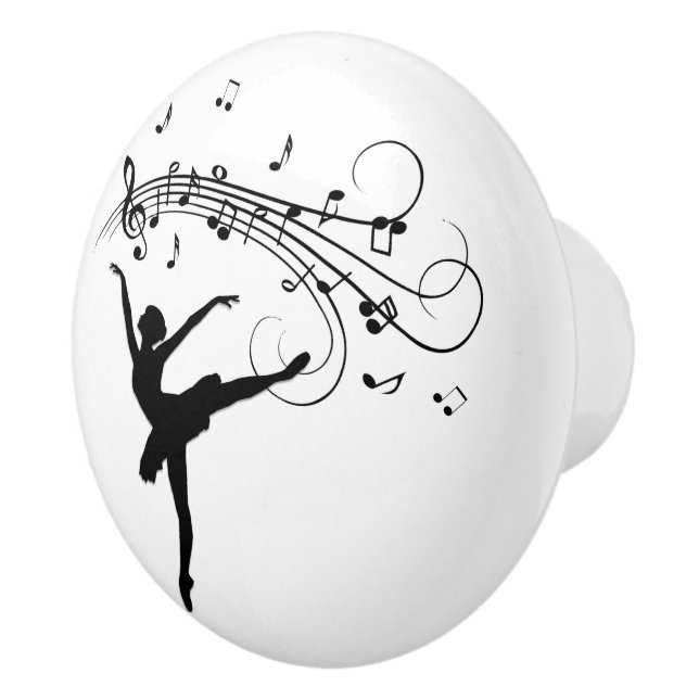 Ballerina Dancing with Music Notes Ceramic Knob (Right)