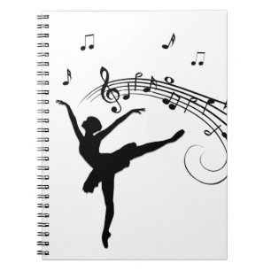 Ballerina Dancing with Music Notes Notebook