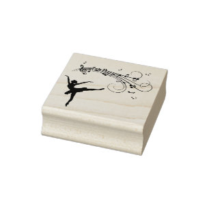 Ballerina Dancing with Music Notes Rubber Stamp