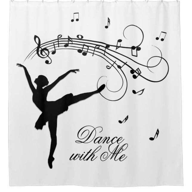 Ballerina Dancing with Music Notes Shower Curtain (Front)