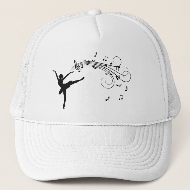 Ballerina Dancing with Music Notes Trucker Hat (Front)