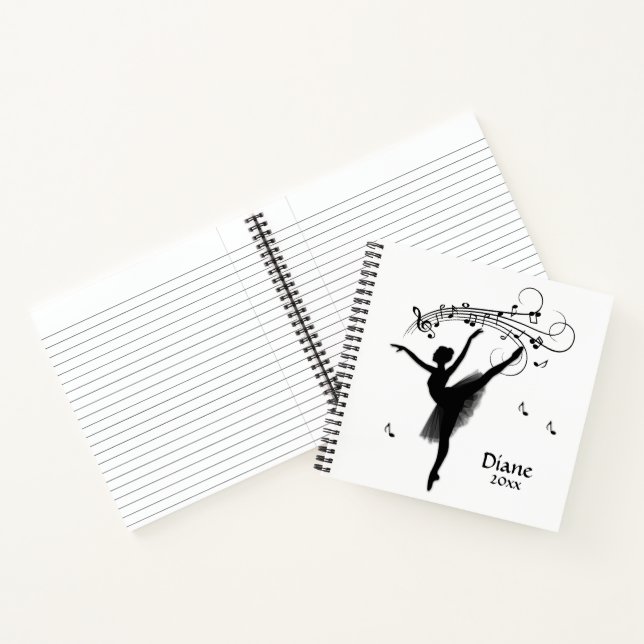 Ballerina Dancing with Music Personal Notebook (Inside)