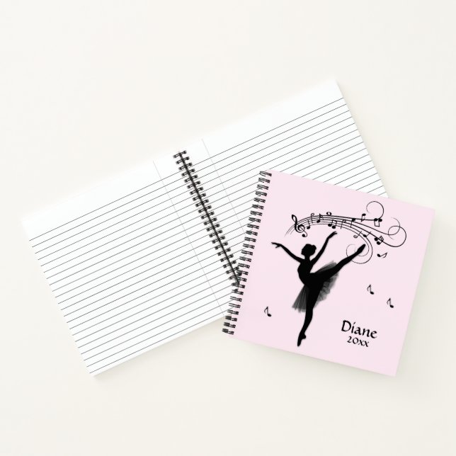 Ballerina Dancing with Music Personal Pink Notebook (Inside)