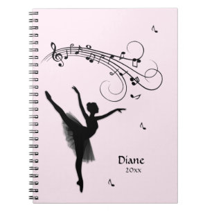 Ballerina Dancing with Music Pink Notebook