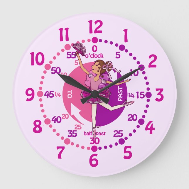 Ballerina dark hair girl ballet wall clock (Front)